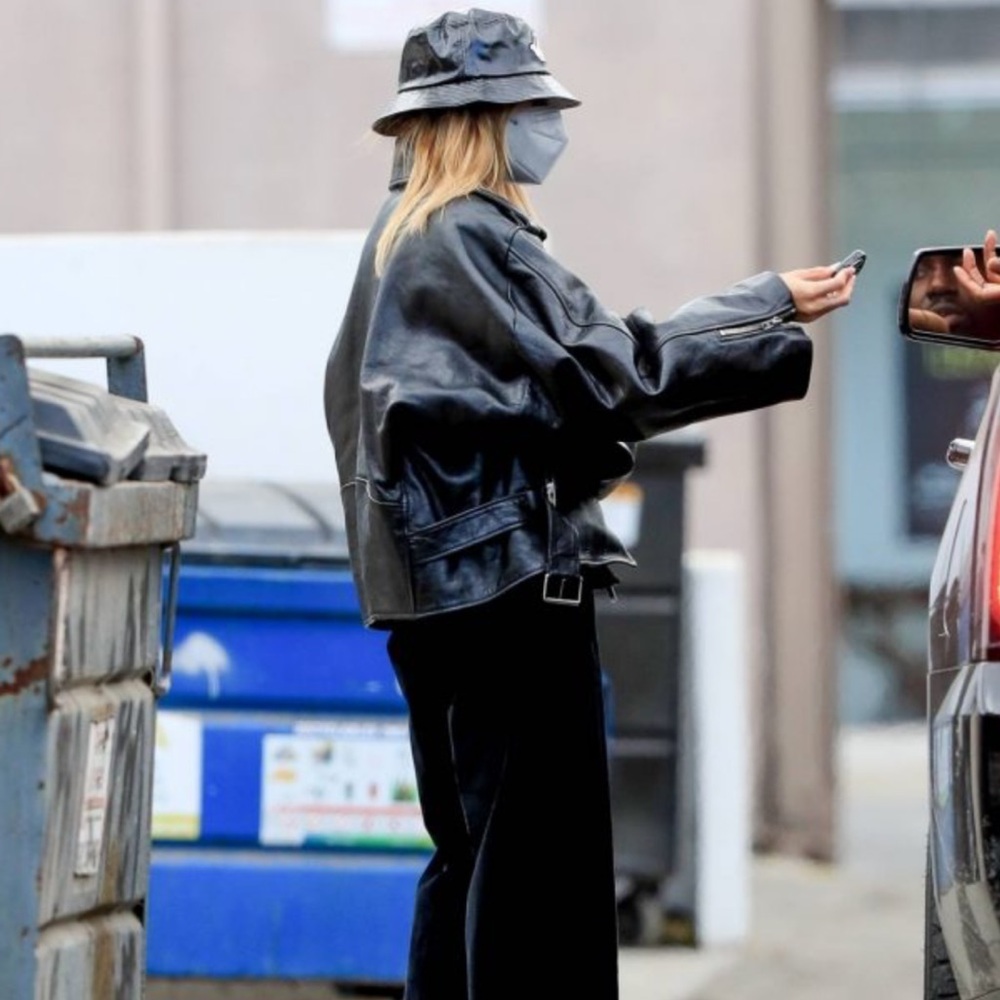 Oversized Leather Moto Bomber - image 2